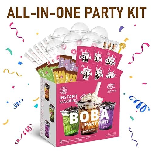 O's Bubble Boba Tea Kit - Bubble Tea Kit - All in One Boba Kit for Boba Tea Lovers - Boba Party Kit for Boba Drinks - Boba Kit for Kids - 6 Servings Includes Cups, Straws, Stirrer (Party Kit Variety Pack Upgrade) thumbnail 6