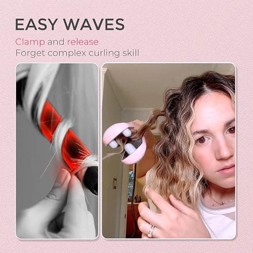 Curling Iron Hair Crimper Waver - TYMO ROVY Beach Waves Curling Wand, Ionic Deep Waver Hair Curler Tool with Ceramic 3 Barrel for Women, Dual Voltage, Anti-Scald, Easy to Use, Pink, 1 Inch thumbnail 2
