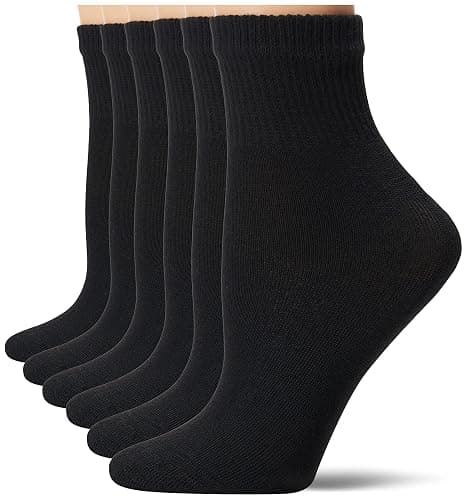 Hanes Ultimate womens Ankle Socks, Comfort Toe Seamed, White & Black Available, 6-pack - Image 1