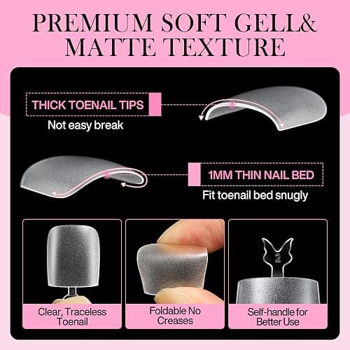 Luckyfairy Square Toe Nail Tips, 504Pcs 15 Sizes Full Cover Press On Toenails for Women, Long Wider Pre-etched Double Matte Fake Toenails for Big Toe Nail Extensions Home DIY Salon Soak Off thumbnail 5