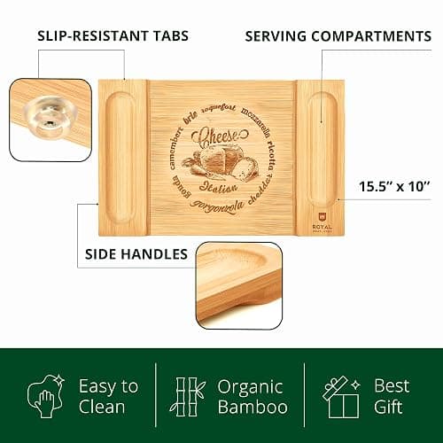Bamboo Charcuterie Boards - Unique Cheese Board & Serving Tray - Elegant Holiday & Housewarming Gift thumbnail 3