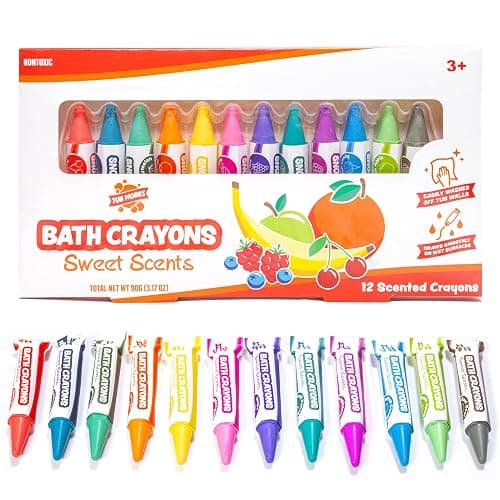 Tub Works® Sweet Scents Smooth™ Bath Crayons Bath Toy, 12 Pack | Nontoxic, Washable Bath Crayons for Toddlers & Kids | Unique Formula Draws Smoothly & Vividly on Wet & Dry Tub Walls | Scented Crayons - Sweet Scents - Image 1