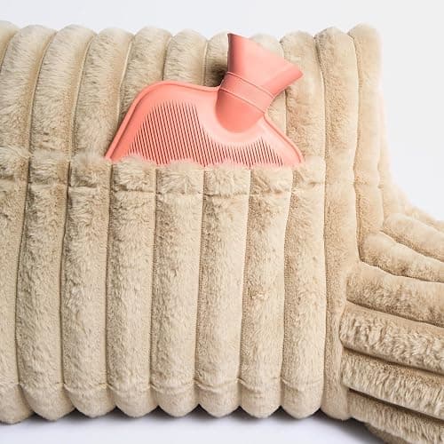 OHS Cuddle Cushion, Gifts for Women Men Ribbed Faux Fur Reading Pillow Sofy Cosy Gaming Cushion with Heatable Pocket Support Pillow with Arms Bed Cushions for Relaxing Comfy, Natural thumbnail 8