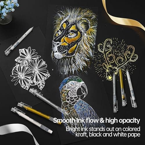 GETHPEN White Gel Pens, 1.0mm Extra Fine Point Gel Ink Pen Set – Opaque Archival Ink Pens for Black Paper Drawing, Bullet Journaling & Artists Drawing, 3 Pack thumbnail 6