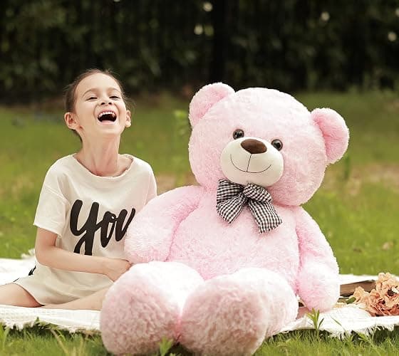 Poutmac Big Pink Teddy Bear 4Ft Giant Stuffed Animal Plush Toy for Girlfriend Women Kids for Valentines Christmas Birthday thumbnail 5