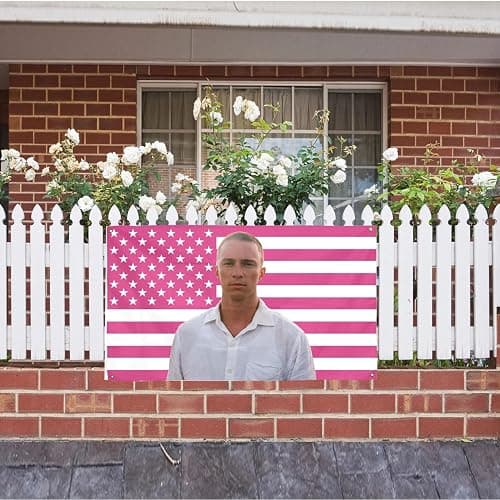 Drew Flags 3x5Ft Starkey rafe cameron American Flag pink Tapestry,With 4 Brass Grommets,For College Dorm Room Decor,Outdoor Parties, Gift,Tailgates Yard,flag for room Decoration（1pcs Pink） thumbnail 5