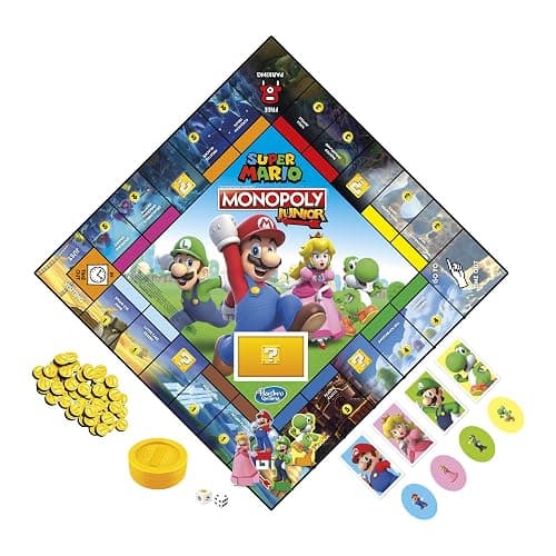 Monopoly Junior Super Mario Edition Board Game, Fun Kids' Ages 5 and Up, Explore The Mushroom Kingdom as Mario, Peach, Yoshi, or Luigi (Amazon Exclusive) thumbnail 3