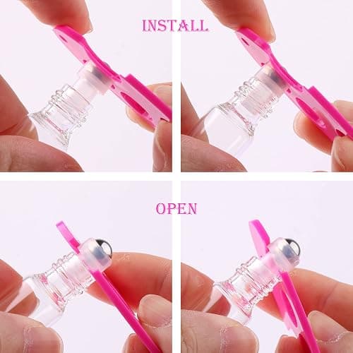 MaxMau Pack of 100,5ml Clear Glass Roll on Bottle Essential Oil Roller Bottles with Stainless Steel Roller Balls and Golden Painted Lids for Daily Aromatherapy Sample Test Travel thumbnail 5