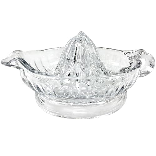 TableCraft H223 Glass Manual Juicer with Handle and Pour Spout – Vintage-Style Clear Glass Lemon Juicer | Manual Orange Juice Squeezer for Citrus Fruits | Glass Citrus Juicer for Kitchen and Bar Use - Image 1