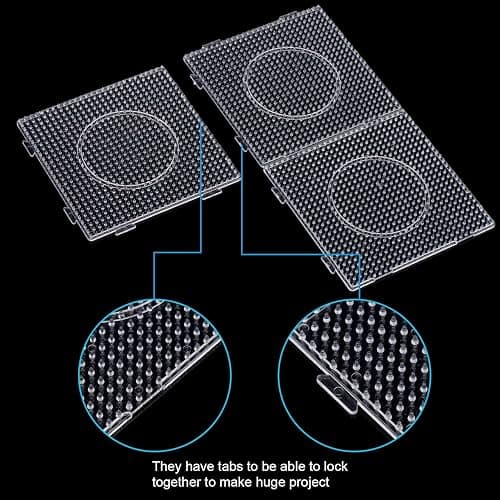 H&W 6PCS 5mm Fuse Beads Boards, Pegboards Kits with Gift 4 Ironing Paper | Large Clear Pegboard Kit with Gift 4 Ironing Paper (WA3-Z6) thumbnail 4
