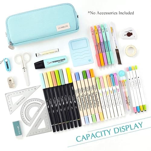 CICIMELON Pencil Case Large Capacity Pencil Pouch 3 Compartments Pencil Bag Gift for Students Girls Adults Women (Light Blue) thumbnail 2