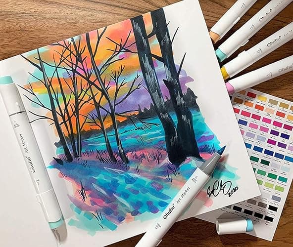 Ohuhu Sketchbook Marker Paper Pad: 8.3"x8.3" Square Art Sketch Book Drawing Papers 78 Sheets/156 Pages 120 lb/200 gsm Hardcover Sketching Books for Alcohol Markers Heavyweight Sketchpad Christmas Gift - 8.3" x 8.3" thumbnail 6