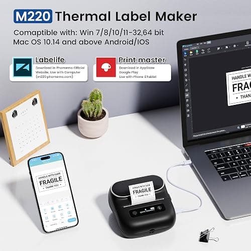 ItriAce M220 Label Maker for Halloween, Address Label Printer Prints 0.78-3 inch, Portable Label Printers with Tape for Small Business & Homeuse, Compatible with Phones and PC, with 40x30mm Label thumbnail 2