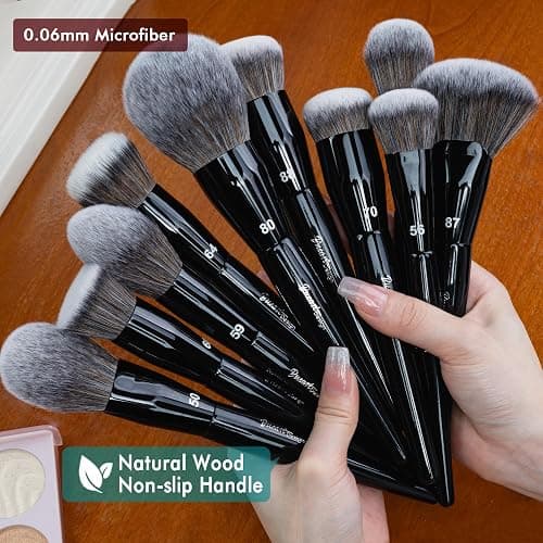 Bueart Design 32Pcs PRO Grade Makeup Brushes Set with Super large Holder, Premium Ultra-soft Synthetic Foundation Contour Powder Blush Concealer Eyeshadow Classic Black Make up Brush thumbnail 3