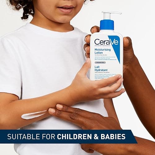 CeraVe Face Moisturiser with Ceramides for Normal to Very Dry Skin, 236ml | Lighweight Daily Hydrating Face & Body Moisturiser with Hyaluronic acid, MVE technology. Fragrance-Free. thumbnail 3