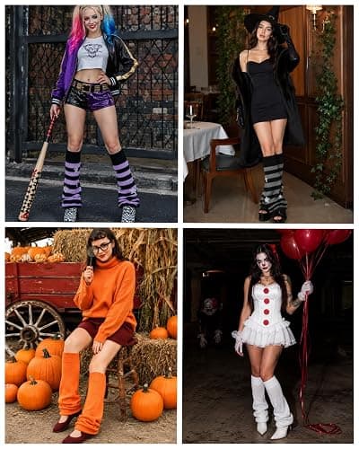 Moon Wood Leg Warmers Y2K for Girls Women Kawaii Harajuku Flared Knitted Leg Warmer Rave Goth Cute Lolita Socks for Halloween thumbnail 6