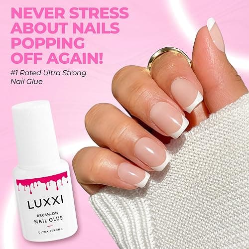 LUXXI Super Strong Brush On Nail Glue for Press On Nails | Best Extra Strength Nail Glue for Long Lasting Extended Wear for Press-Ons, Nail Tips & Acrylic Nails thumbnail 6