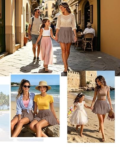 Women's Flowy Shorts Casual Linen Boho Ruffle Mini Skirts Pleated High Waist Cute Butterfly Skorts with Pockets Summer Trendy thumbnail 4