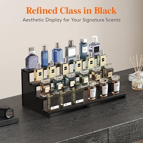 Lifewit Perfume Organizer, Cologne Stand Tool-Free Assembly, 9", 1 Pcs | Black Display Riser Shelf for Makeup, Skincare, Nail Polish, Spice, Figure, Bedroom Bathroom Counter Storage Room Decor thumbnail 5