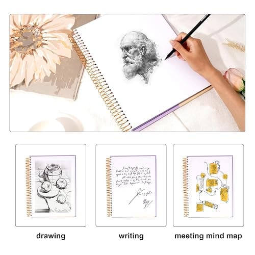 Yoment 9"x12" Hardcover Sketchbook for Drawing，120 Sheets，100GSM | Purple,Spiral Bound Sketch Pad Premium Art Sketchbook Artistic Drawing Paper Pad for Kids Adults Beginners Artists thumbnail 7