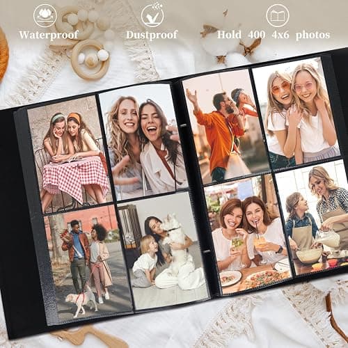 Artmag 4x6 400 Photos Linen Album Large Capacity Fabric Album for Family Wedding Anniversary Holds 400 Vertical Photos (400 Pockets, Black) thumbnail 4