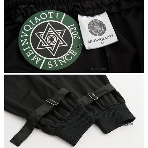 MEINVQIAOTI Black Cargo Pants Women Loose Chained Multi-Pocket Multi-Zip Punk Goth Pants thumbnail 5