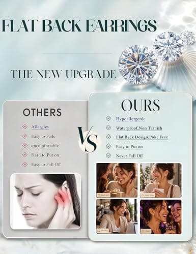 IRONBOX Hypoallergenic Flat Back Earrings for Women Cartilage Earring Stack | Stainless Surgical Steel Earrings for Sensitive Ears,Flatback Stud Hoop Earring Set,Helix Tragus Conch Daith Piercing Jewelry thumbnail 9