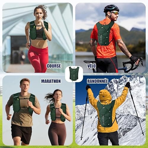 ONETOALL Gilet Hydratation Running Femme avec Flasque Running de 500 ML/Poche à Eau de 2L, Sac Hydratation Running Homme Léger 6L, Gilet Trail pour Jogging Vélo Marathon Moto, 150 g thumbnail 8