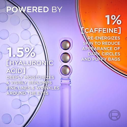 L'Oréal Paris Revitalift Hyaluronic Acid Eye Serum, 2.5% Hyaluronic Acid and Caffeine, Cooling triple bead applicator, Visibly Replumps, Brightens and De-Puffs Eyes, Validated by Dermatologists – 20ml thumbnail 6