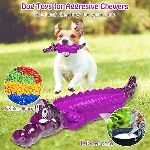 (1 Pack) Purple crocodile dog chew toy  thumbnail 3