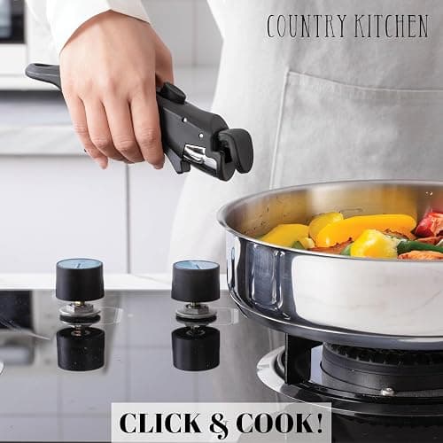 Country Kitchen Cookware Set with Removable Handle, Oven & RV Safe Pots and Pans Set, Stainless Steel, Original thumbnail 5