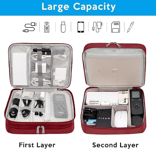 CILLA Electronic Organizer Travel Case, Travel Cord Organizer Case Portable Waterproof Cable Organizer Bag for Charger, Cord, USB, Power Bank, Earphone thumbnail 7