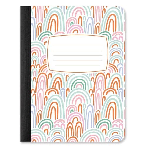 Studio Oh! Composition Notebook Duo 2 Pack, 7.5" x 9.75", Back to School Supplies & Cute College Essentials, Aesthetic Notebook for School, 160 Page Lined Paper, 70 GSM Paper Wt., Rainbow Abstract - Rainbow Abstract thumbnail 3