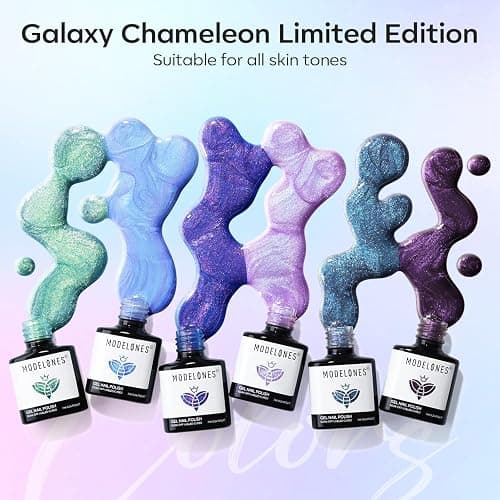 modelones Gel Nail Polish Set- 6 Colors 2026 Easter Chameleon Aurora Shimmer Glitter Gel Polish Kit Blue Green Purple Nail Gel Polish Soak Off LED Nail Lamp Nail Art Gel Kit DIY Salon Gift thumbnail 3