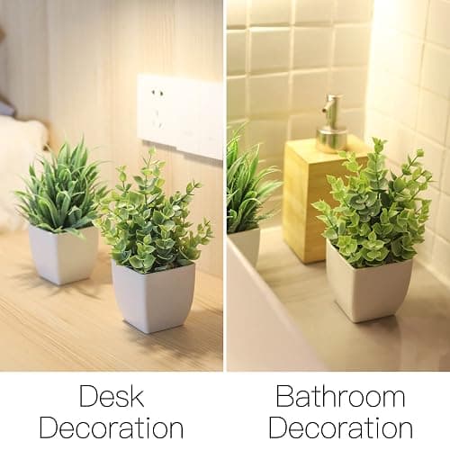 Der Rose 2 Pack Small Fake Plants Mini Artificial Potted Plants for Table Desk Home Laundry Room Bathroom Office Decor thumbnail 5
