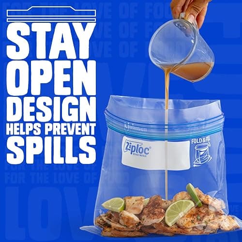 Ziploc Gallon Food Storage Freezer Bags, 132ct Total, Stay Open Design, Easy to Fill, 66 Count, 2 Pack, 132 Total thumbnail 6