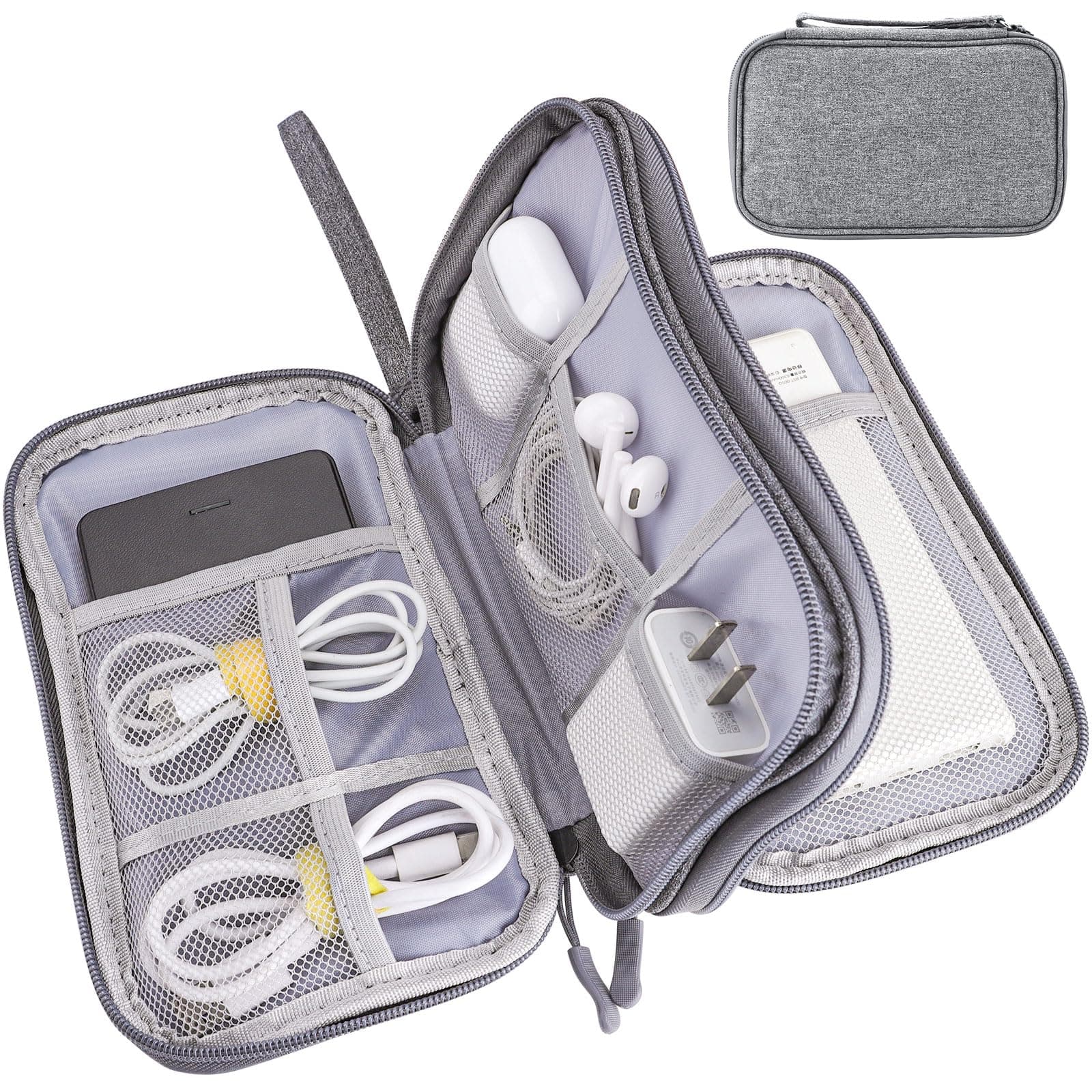 Teskyer Cable Organizer Bag, Portable Travel Cord Organizer case, All in One Waterproof Electronics Accessories Storage Bag for Cables, Chargers, Earphones, Hard Drives, Power Bank, 8.5 x 5 inch - Image 1