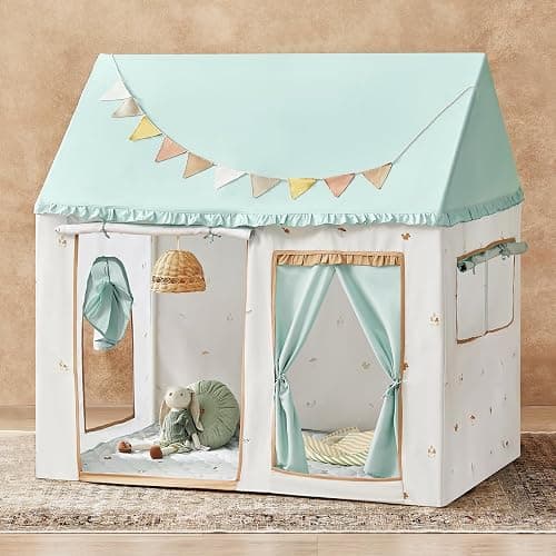Tiny Land Kids Tent with Printed Mat, Kids Play Tent for Toddlers, Playhouse for Kid Indoor, Ideal Toy Gift for 3+ Boys & Girls, Play Room Furniture - 52" x 35" x 53" Green Forest - Image 1