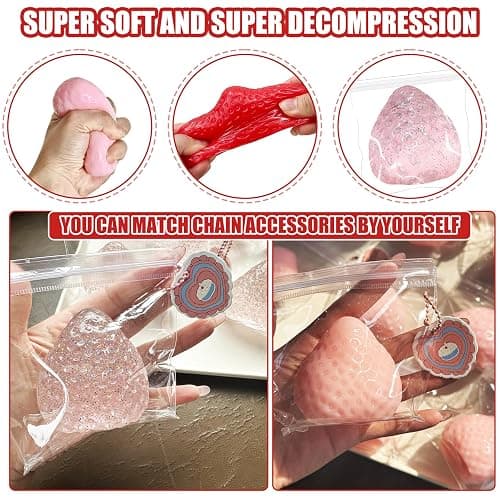 3Pcs Big Taba Squishies Strawberry, Cute Strawberry Squeeze Toys, Upgrade Fruit Squishies, Kawaii Sticky Stress Toys, Clear Fidget Toys, OPP Packaging Gifts & Perfect Desk Accessory for Kids Adults thumbnail 4