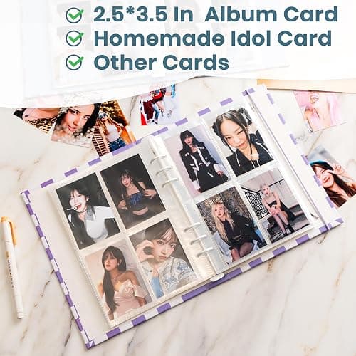 Kpop Photocard Binder, 6 Ring Photocard Holder Collector Album with 240 Card Slots, 30 Double-Sided Photocard Sleeves, A5 Binder for Organizing K-pop Trading Cards thumbnail 4