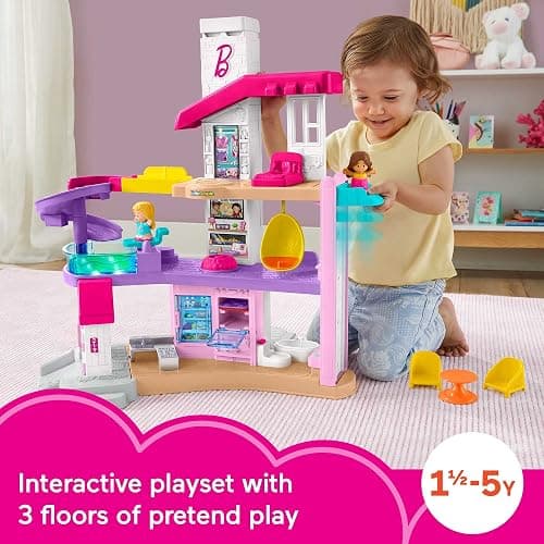 Fisher-Price Little People Toddler Toy Barbie DreamHouse Playset with Music Lights & Figures for Pretend Play Kids Ages 18+ Months thumbnail 2