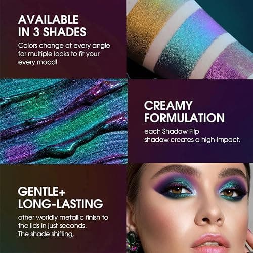 Jolilab Metallic Liquid Chameleon Eyeshadow, Multi-Dimensional Eye Looks, Long-lasting Holographic Glitter Multichrome Eyeshadows Makeup (#Peacock+Wonder+Ember) thumbnail 7