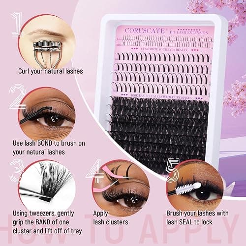 CORUSCATE 100D Lash Clusters with Bottom Lashes Spikes Eyelash Clusters Multi-type Individual Lashes Thick DIY Lash Extension Kit Fairy Cluster Eyelash Extensions 5-20mm Wispy Cluster Lashes Spike thumbnail 7