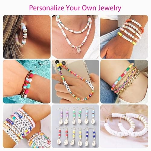 Sistenia 20,000 Pcs Clay Beads Bracelet Making Kit, 120 Colors 6 Boxes Polymer Beads Spacer Heishi Beads & Jewelry Kit with Pendant Charms Elastic Strings, Crafts Gift for Kids Adults thumbnail 5