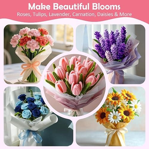 EARLY MINDS 500 Pcs Pipe Cleaners Craft Kit for Flower Making, Complete DIY Flower Craft Set with Chenille Stems, Craft Wire, Stamen, Tape, Ribbon & More, Perfect for Arts, Gifts & Decorations thumbnail 3