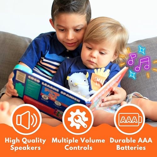 Coco Learns Spanish Vol. 2 — Interactive Sound Board Book for Toddlers 1-3, Bilingual English & Spanish Songs & Music, Talking Musical Book, Musical Toy Gift for Babies & Kids thumbnail 6