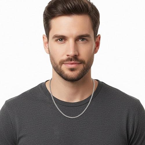 Fiusem 3.5mm Cuban Link Chains for Men, Silver Tone/Black/14K Gold Plated Stainless Steel Necklace Chain, Mens Necklace 16, 18, 20, 22, 24, 26, 28 Inch thumbnail 2