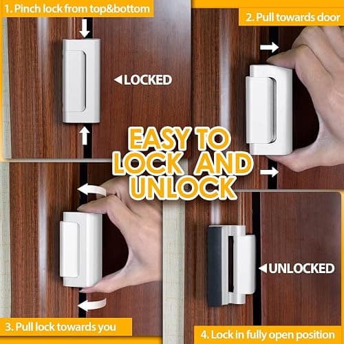 Home Security Door Lock Door Reinforcement Lock Door Locks for Kids Safety Flip Door Lock Latch Childproof Night Lock Door Security Front Door Child Safety Lock High Security Locks for Doors Inside thumbnail 4