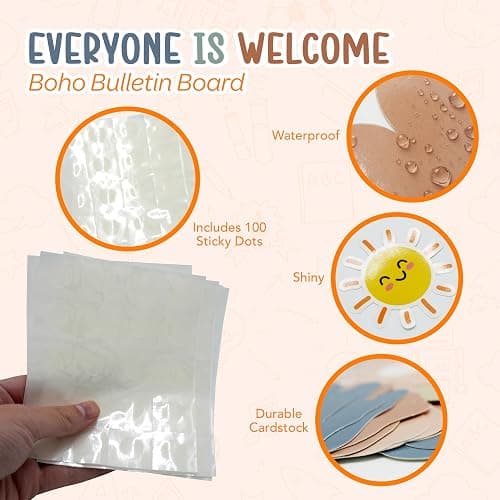 4E's Novelty 46 Pcs Everyone is Welcome Boho Classroom Bulletin Board Sets, with 30 Hands - Boho Welcome Bulletin Board Set, Motivational Boards Decorations thumbnail 7