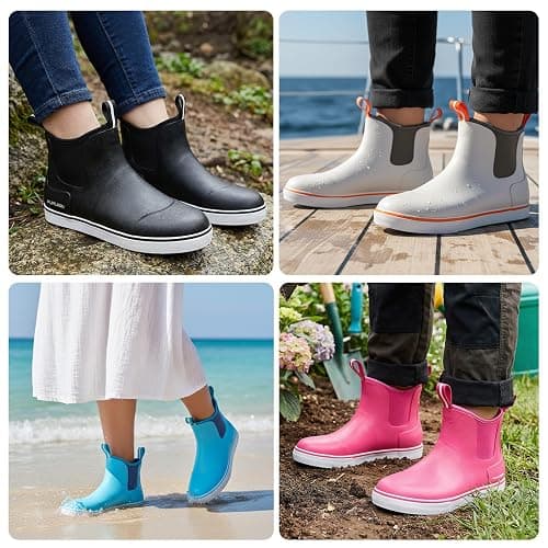 Furuian Women's Deck Boots Ankle Rain Boots Fishing Boots Rubber Waterproof Slip-Resistant Outdoor Work Shoes thumbnail 6